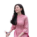 Wholesale Customizable Vintage Vietnamese Traditional Red Modal Asymmetrical Leopard Ao Dai Women OEM ODM Service Manufactured