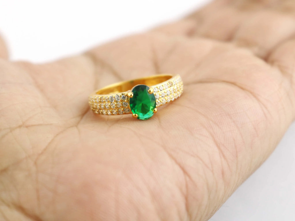 Emerald Quartz 925 Sterling Silver Handmade Ring - Engagement Wedding Promise Ring For Women