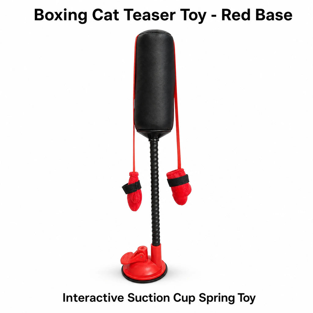 Paw Punch Cat Boxing Toy Cat Punching Bag with Boxing Gloves-Interactive Exercise Toy Indoor Play Durable Suction Cup Activity