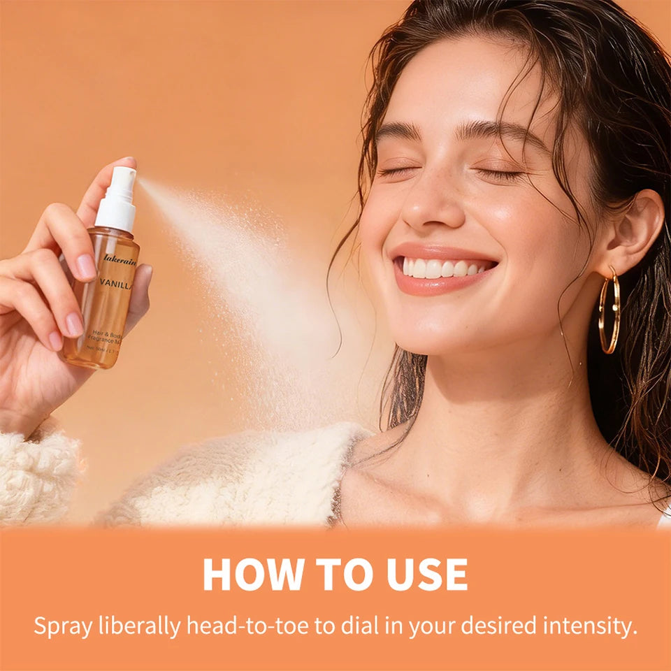50ml Vanilla Rose Fragrance Spray Hair & Body Fragrance Mist Fresh Long Lasting Fragrance Perfume Travel Size Freshener Spray