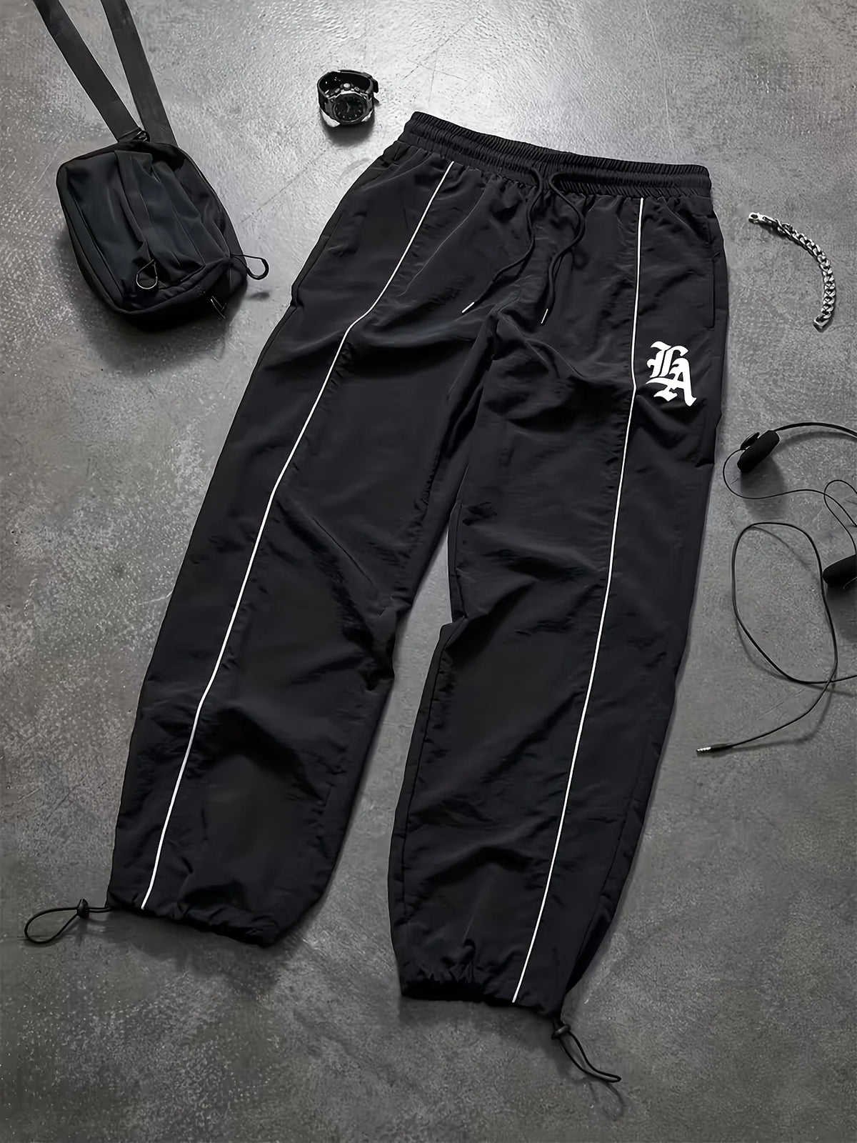 Y2K Wide Leg Color Block Baggy Parachute Pants Hip Hop Track Trousers for Men Streetwear Casual Loose Fit Trousers