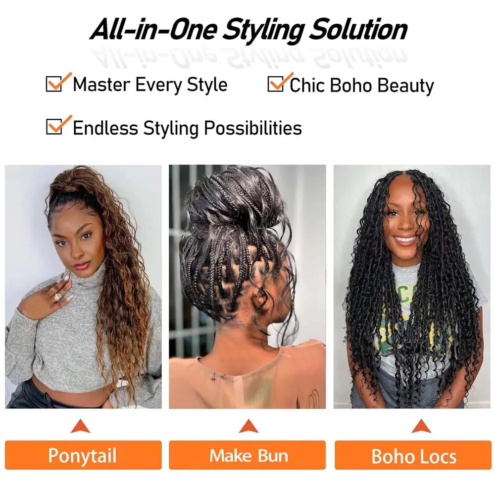 3 Packs Ocean Wave Crochet Hair | 20 Inch Curly Braiding Hair, Deep Wave, Knotless Braids,synthetic for Women With crochet hook