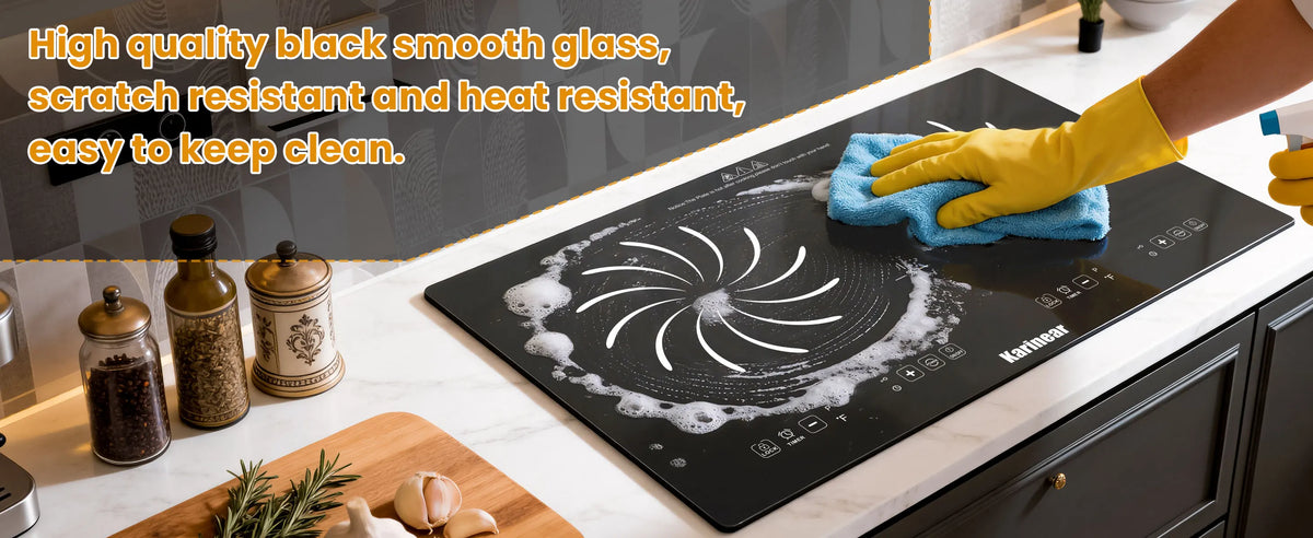 Karinear Portable Electric Cooktop, Electric Stove Single Burner Ceramic Cooktop with Touch Control, Child Safety Lock, Timer, Residual Heat Indicator, Overheat Protection, 1800W 110V Infrared Burner | Ceramic Cooktop, Sensor