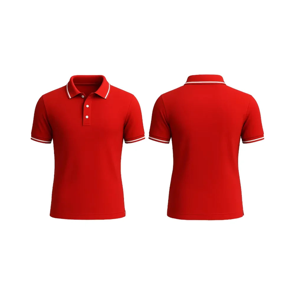 Solid Contrast Collar Casual for Shirt Front Logo Regular Button Red 95% Cotton +5% Spandex Knit