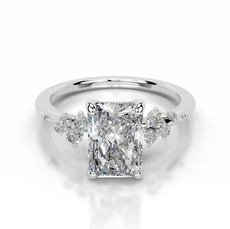 2.50 Carat Radiant Cut Lab Diamond Solitaire Accent Engagement Ring 14K Gold VS1 Clarity E Color For Women luxury diamond rings