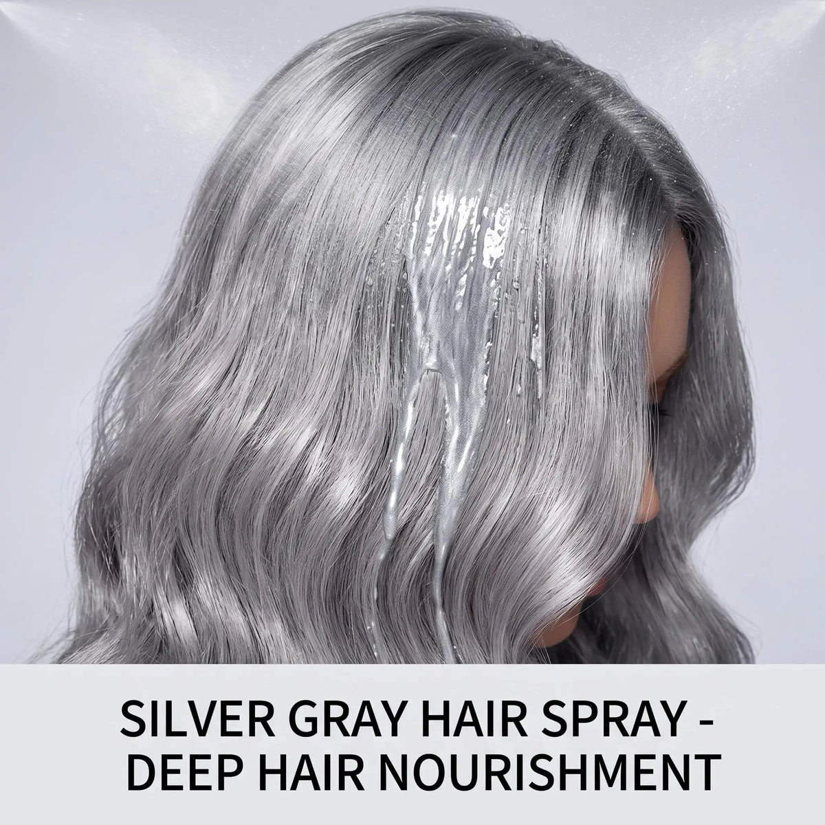 Hoegoa Permanent Silver Gray Hair Color Spray Vitamin E Coconut Oil Nourishing Roots Gray Coverage Even Tone No Wash Off Quick Dry Spray