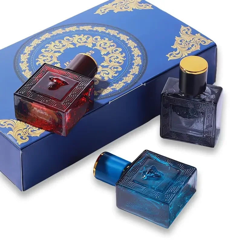Men Perfume Gift Set 3Pcs Eros Cologne Long Lasting Light Fragrance Woody Scent Male Parfum Spray Luxury Gift Box For Men Birthday Present