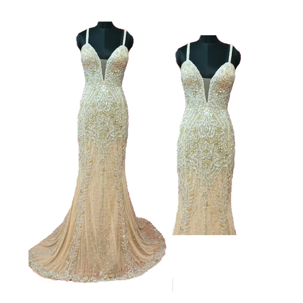 Bulk Quantity Supply Rajgadhia Evening Gown Handmade Beaded Dress Sleeveless Floor Length Fancy Gown
