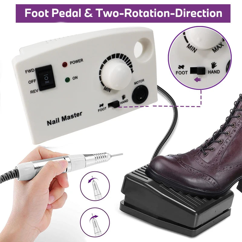 20W 35000RPM Electric Nail Drill Machine Electric Manicure Machine Drills Accessory Pedicure Kit Ceramic Nail Drill Bit Tools