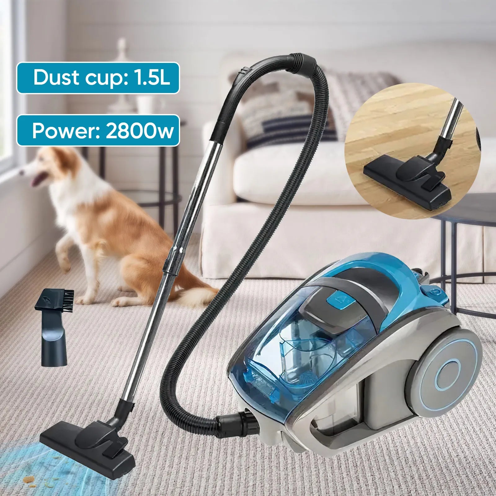 2800W Corded Vacuum Cleaner 15000PA Dust And Mite Cleaning Robot For Hardwood Floors Tiles Pet Hair