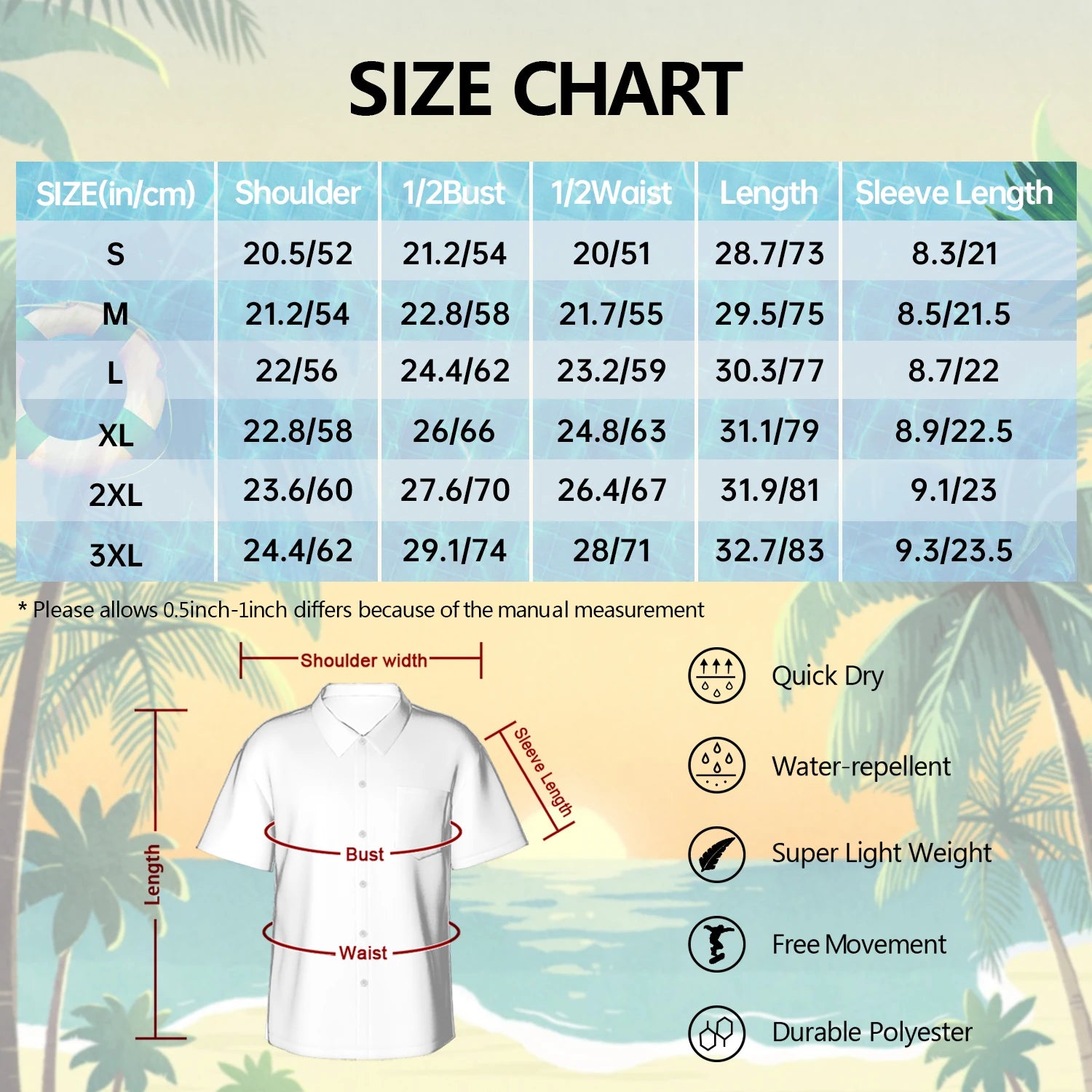 Best-selling Custom-made Hawaiian-style Ink-printed Geometric Pattern Casual Shirt for Men
