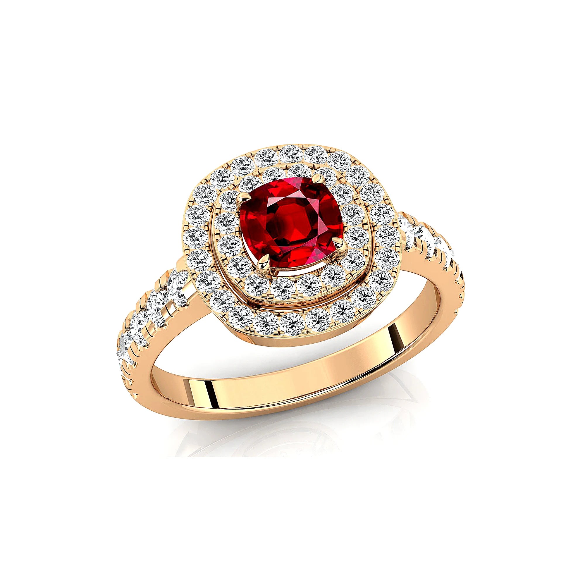 14k Solid Gold Rings Jewelry Rhodium Plated Lab Grown Ruby Gemstone and Real White Diamonds Classic Wedding Ring Fine Jewelry