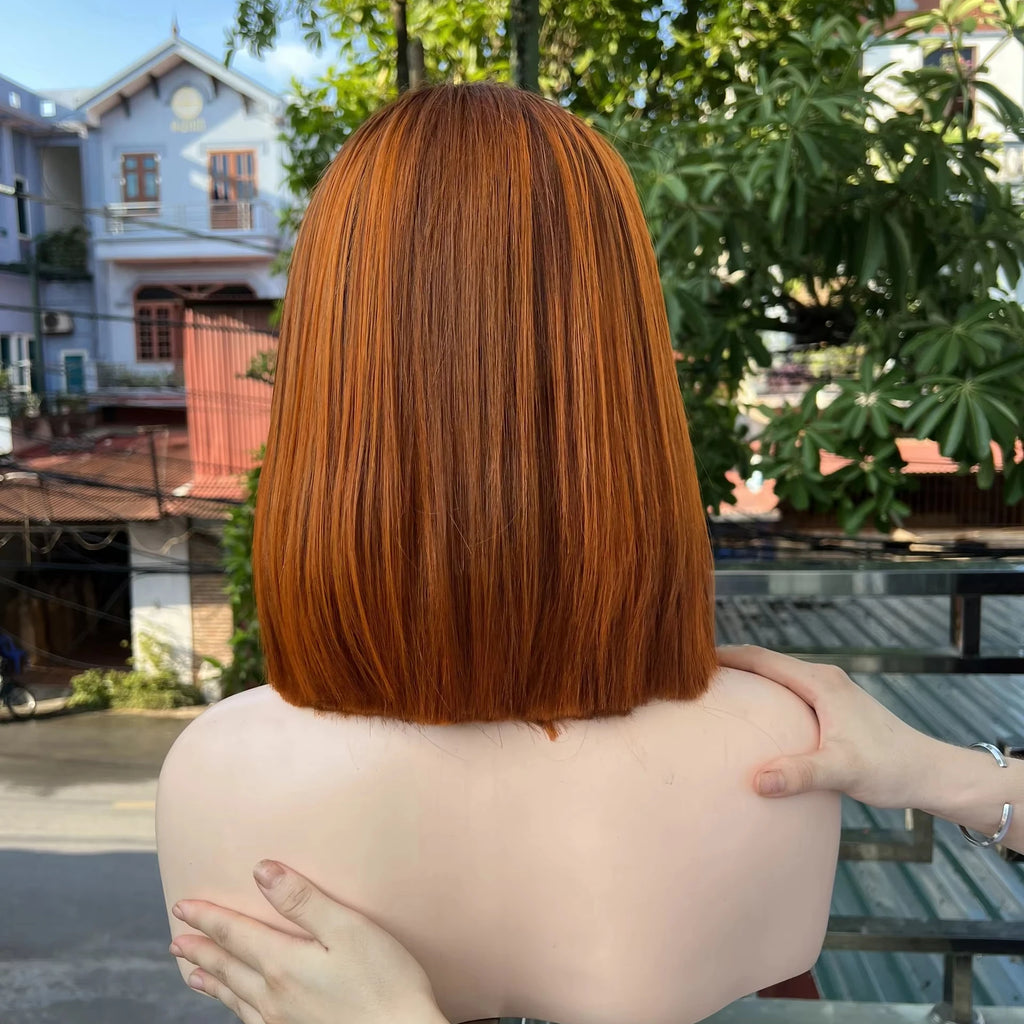 Piano Color Lace Front Clip-in Short Wig Vietnamese Virgin Hair Double Drawn Bone Straight 8Inch Highlight Human Hair Bob Wig