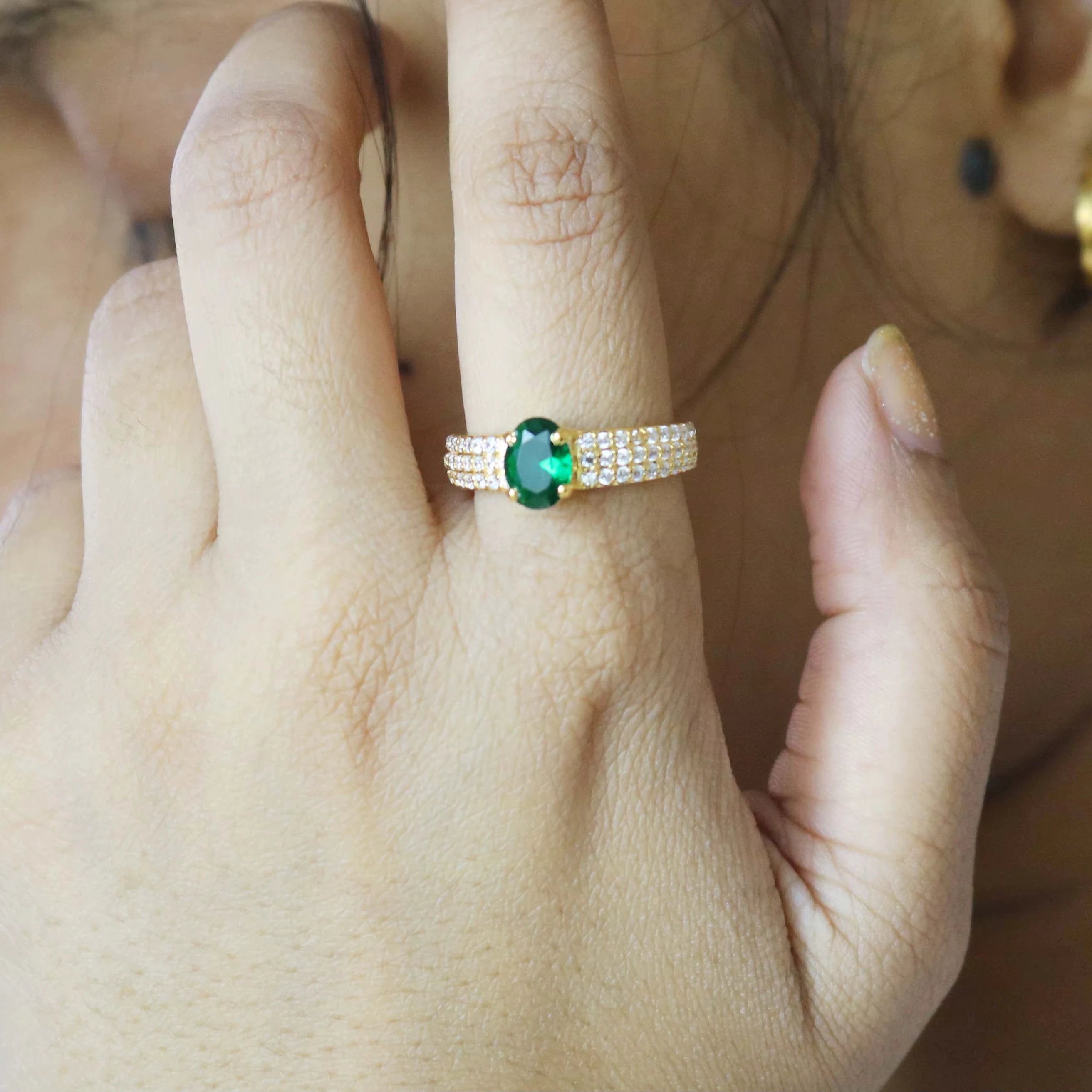 Emerald Quartz 925 Sterling Silver Handmade Ring - Engagement Wedding Promise Ring For Women