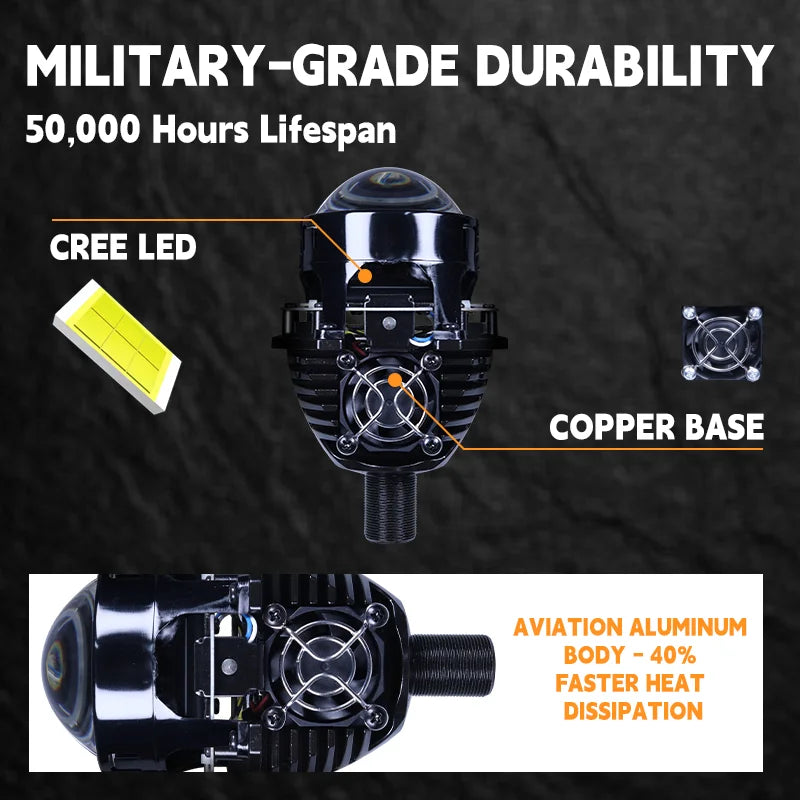 Carolyn 2.5 Inch Bi Led Projector Lens Led Light H4 H7 9005 9006 Car Headlight Bulb High Low Beam 6000K Diode 360W Turbo Tuning