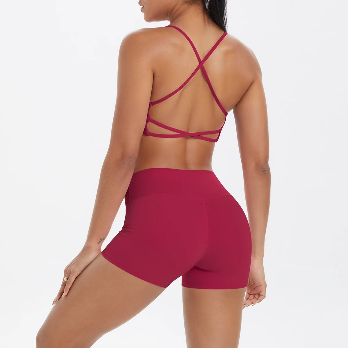 Yoga Short Sets Women Beauty Back Sports Bra SportsWear Sport Outfit For Woman Running Crop Top Shorts Suit Workout Clothes