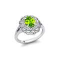 Trendy 14K Gold Oval Shape Natural Peridot Gemstone Cluster Real Cut Diamonds Halo Diamond Engagement Wedding Rings ODM Supplier