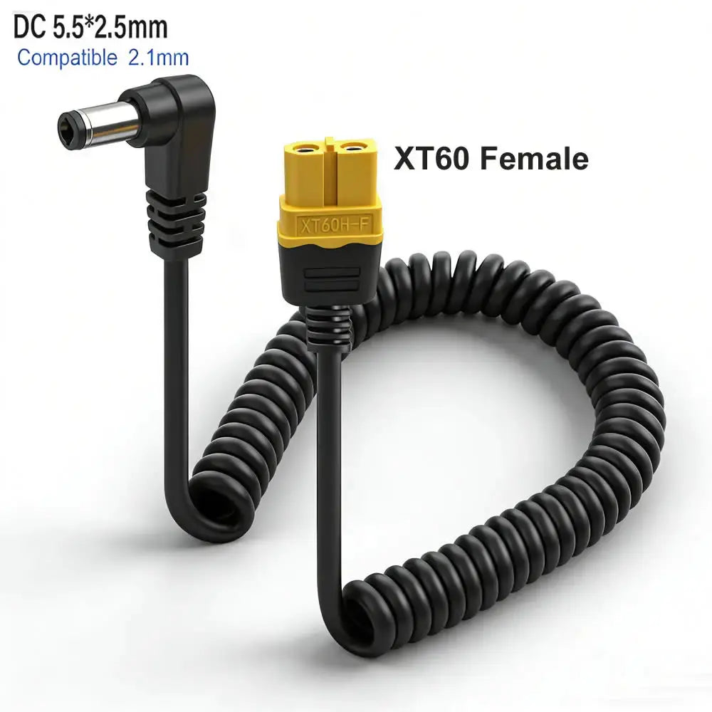 XT60 Male Connector To Male DC DC5525 Retractable Power Cable 5.5x2.5mm Adaptor For TS101 PINE64 Electronic Soldering Iron