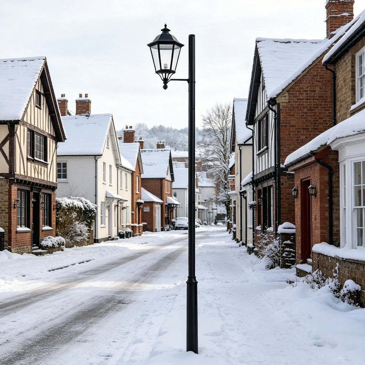 Street Light Pole, Street Lamp Post with Small Wood and Base, Weatherproof, External Lighting, Split Street Lamp Post Suitable for Outdoor Street