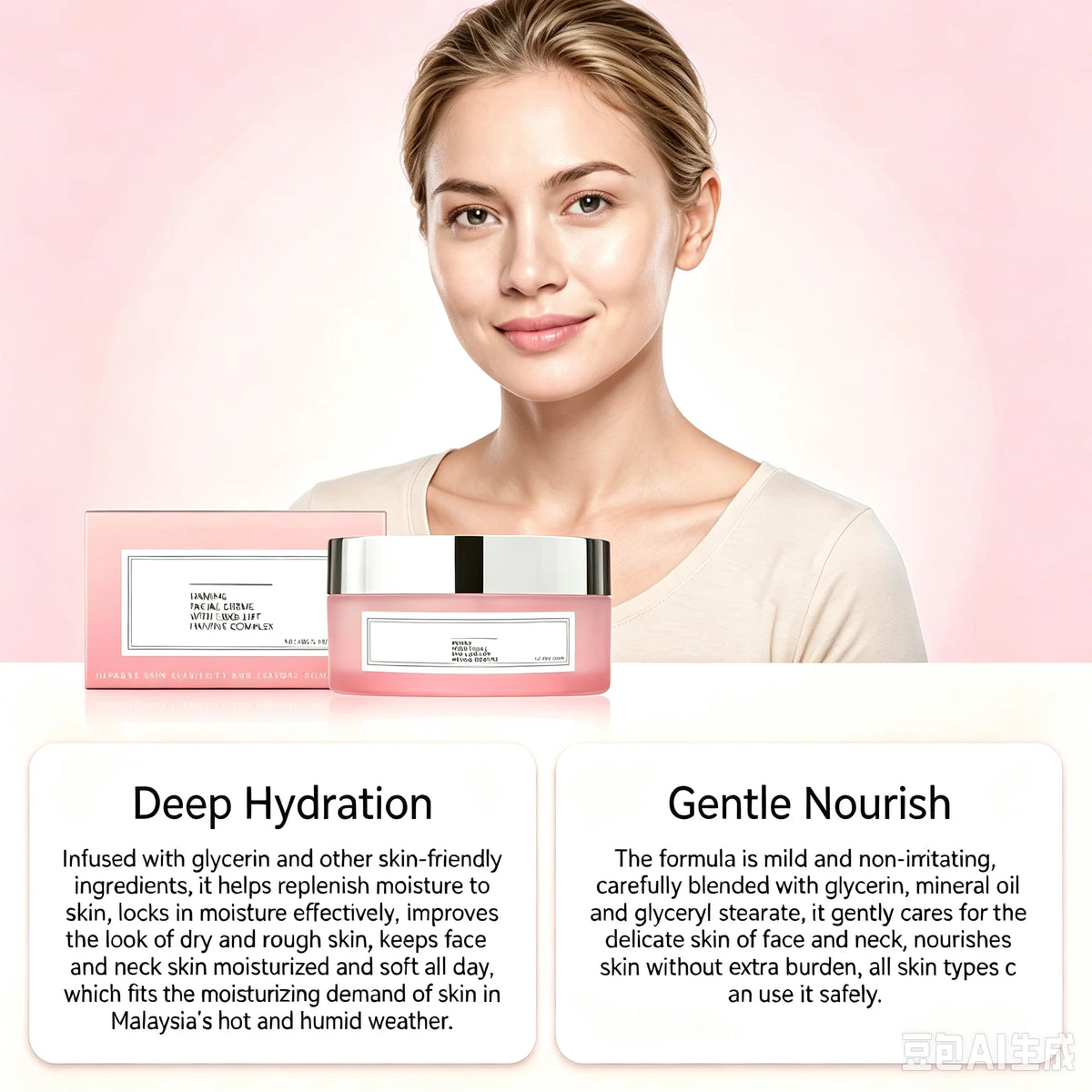 Firming Facial Cream Collagen Rose Oil Deeply Hydrates Rough Texture Replenishes Moisture Restores Elasticity Lifts Contours Smooths Skin Face Neck Moisturizer
