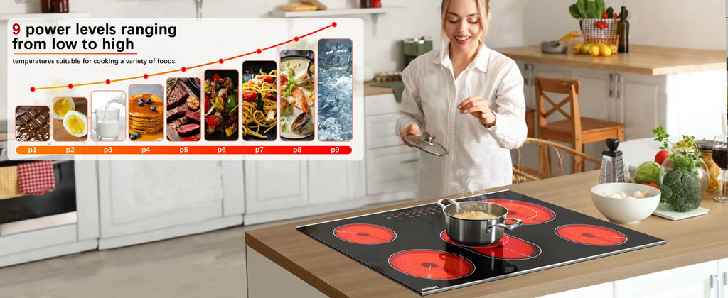 Karinear 2 Burners Electric Cooktop, 120v Plug in Ceramic Cooktop, 12 Inch Countertop & Built-in Electric Stove Top with Child Safety Lock, Timer, Over-Temperature Protection, Sensor Touch Control