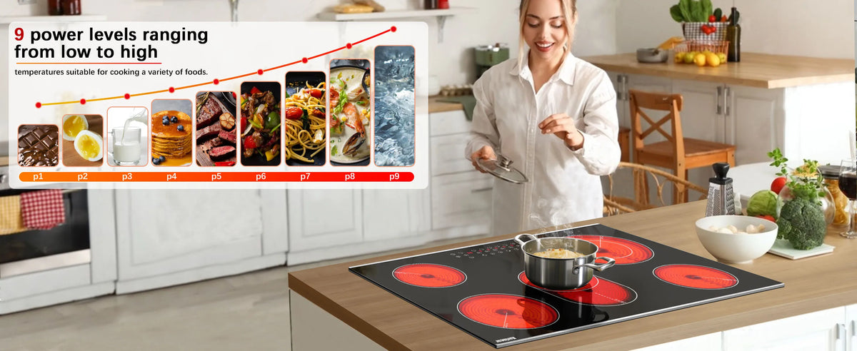 Karinear 2 Burners Electric Cooktop, 120v Plug in Ceramic Cooktop, 12 Inch Countertop & Built-in Electric Stove Top with Child Safety Lock, Timer, Over-Temperature Protection, Sensor Touch Control