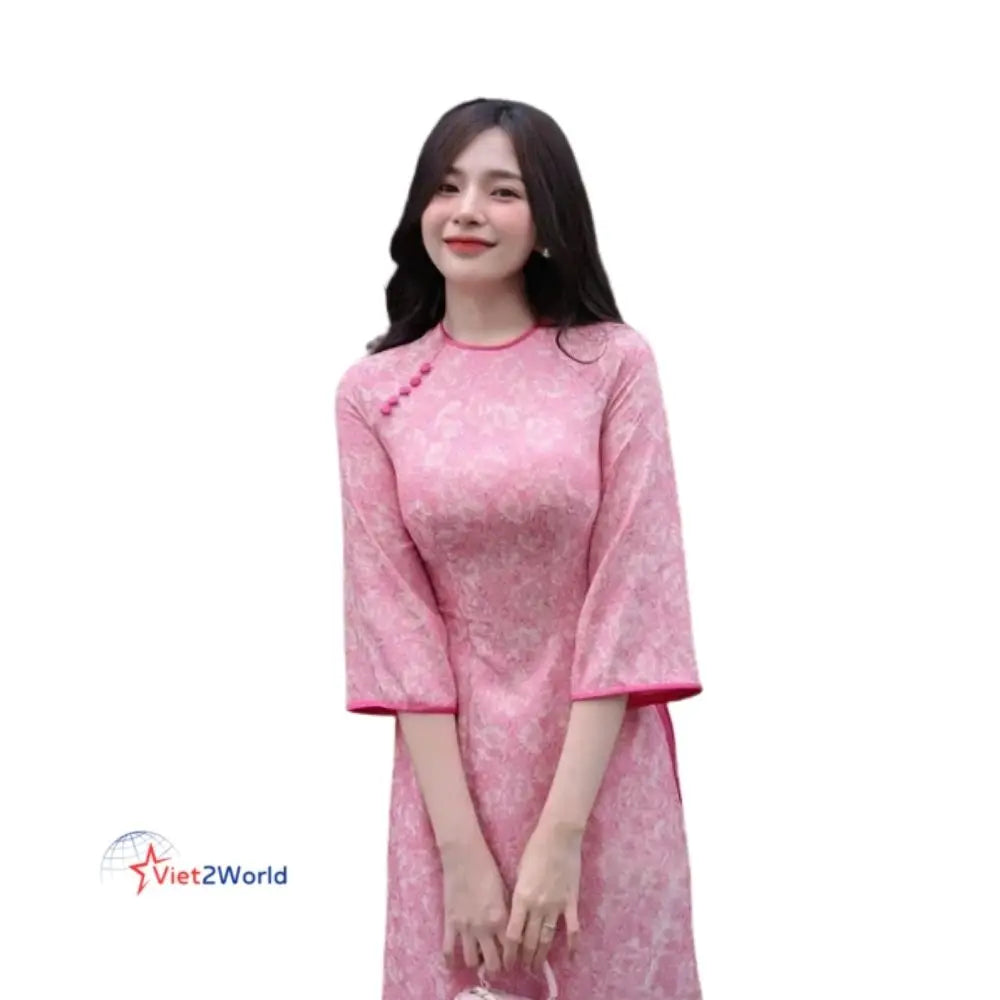 Wholesale Customizable Vintage Vietnamese Traditional Red Modal Asymmetrical Leopard Ao Dai Women OEM ODM Service Manufactured