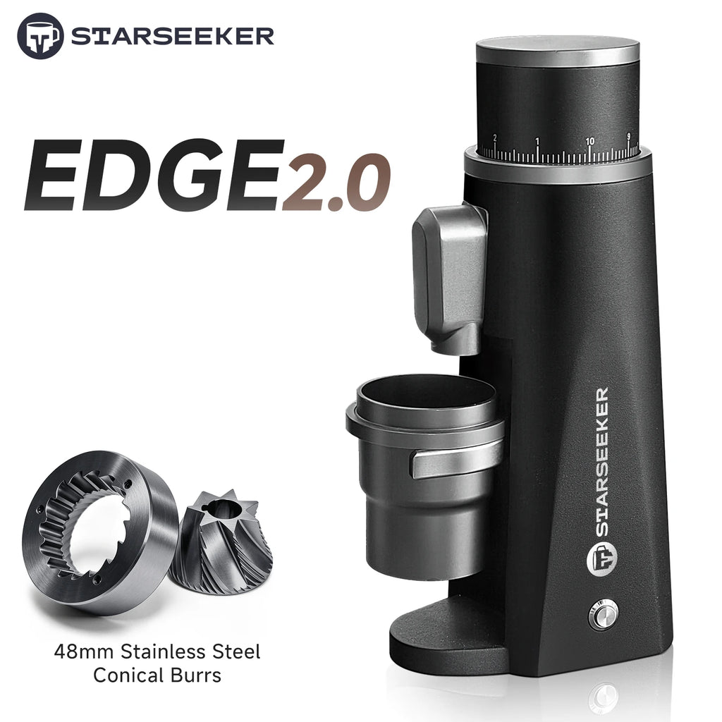 STARSEEKER EDGE Titanium Burr Coffee Grinder 48MM Espresso Burrs Stepless Fineness Adjustment Electric Coffee Grinders Black