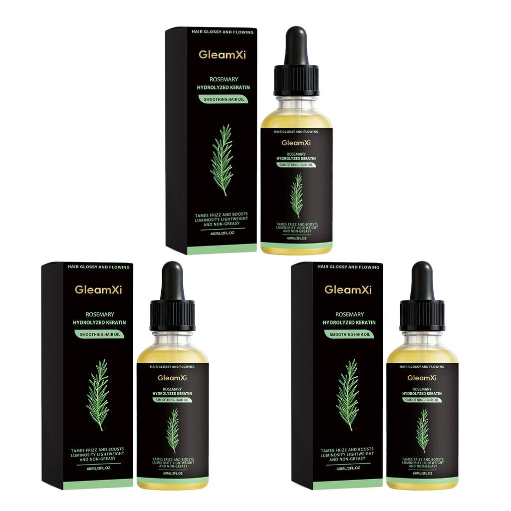 Rosemary Smoothing Hair Oil Hydrolyzed Keratin Botanical Extract Lightweight Moisture Formula Softens Strands Improves Smoothness Nourishing Scalp Hair Care