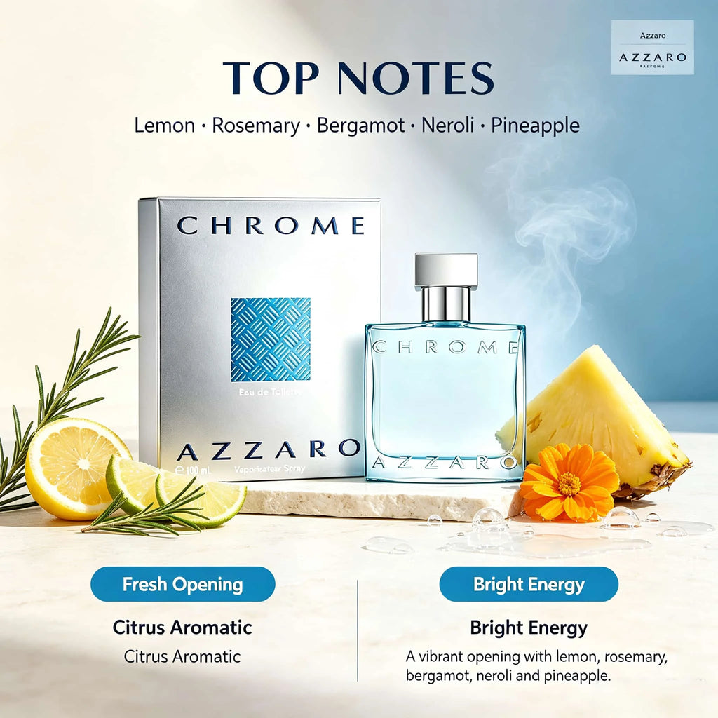 Azzaro Classic Men's Aquatic Eau De Toilette, 3.4 oz. 100 ml, bergamot+rosemary+ocean Flavor, Jasmine at the Beginning, Middle Note Musk with Oak Moss, cedar at the End, Clean, Lasting 6-8 Hours of Daily Commuting/