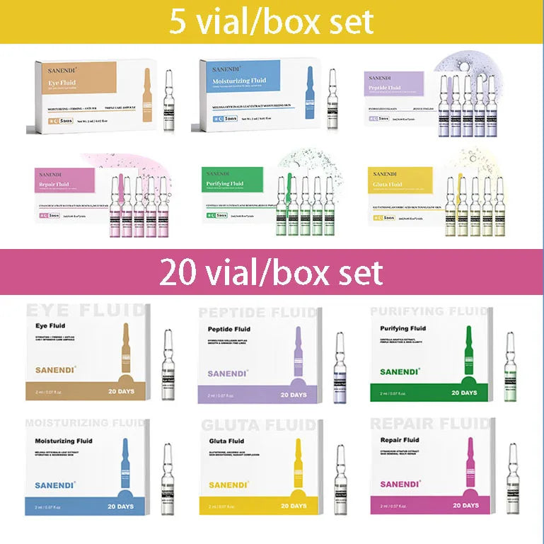 Sanendi Peptide GSH Ampoules SkinBooster Serum  Collagen Fluid Eyes Face Care Essence Deep Hyadration Korean Skin Care 20vials