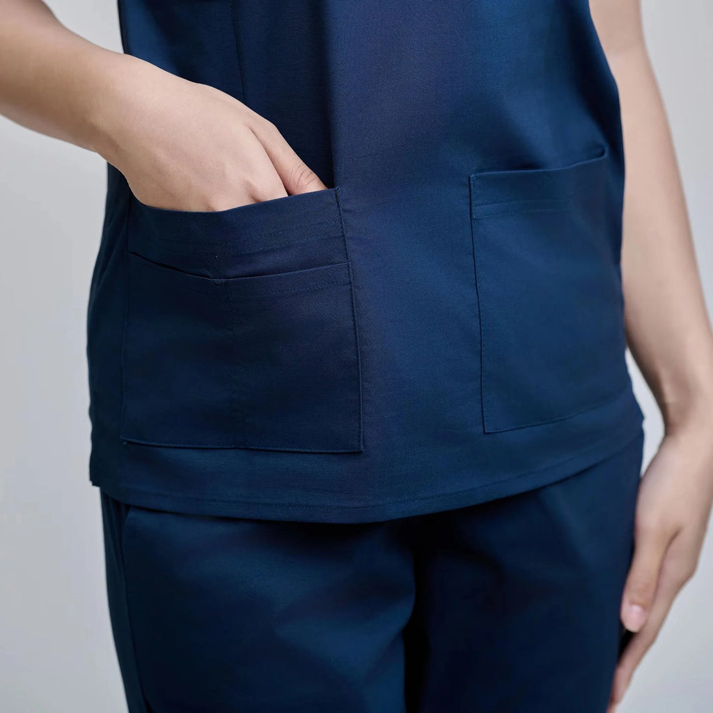 52% Cotton FMF Needle Unisex 45% Polyester Uniforms 3% Spandex WFX-CVC Fabric Detection In-Stock Vietnamese Medical Scrub Set