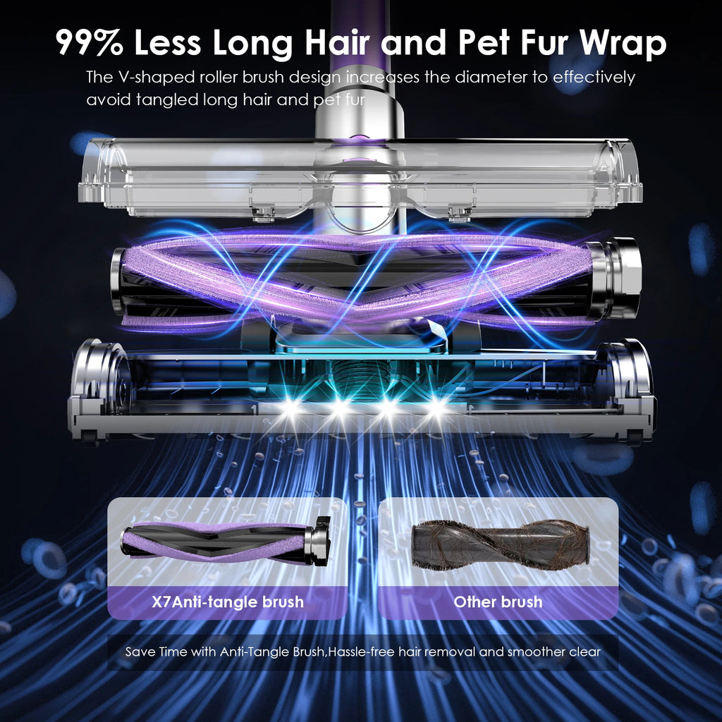 Cordless Vacuum Cleaner, 60KPA/450W/60Mins Cordless Stick Vacuum with Touch Screen,5-Layer Filtration System, Wall Charging,