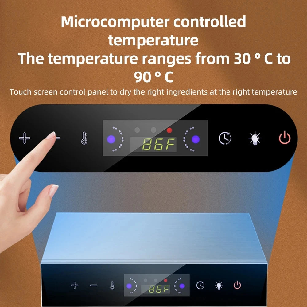 Dehydrators for Food and Jerky with 24H Timer and Light Drying rack 800W 30-90 ℃ vegtable Fruit Dehydrator EU Plug