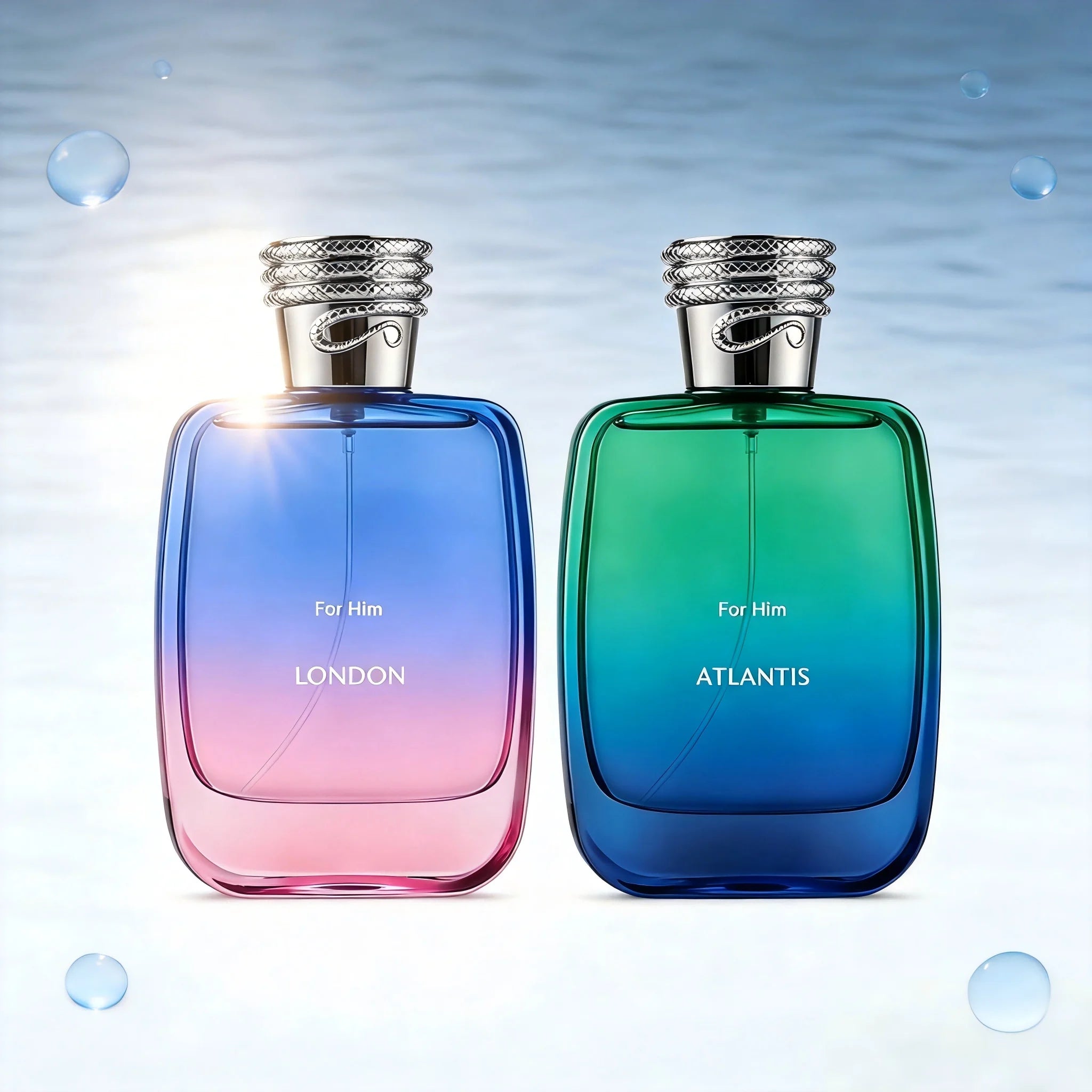 Men Eau De Parfum, London / Atlantis 2 Scents Optional, Fresh Aquatic Woody Long Lasting Cologne for Daily & Night Out