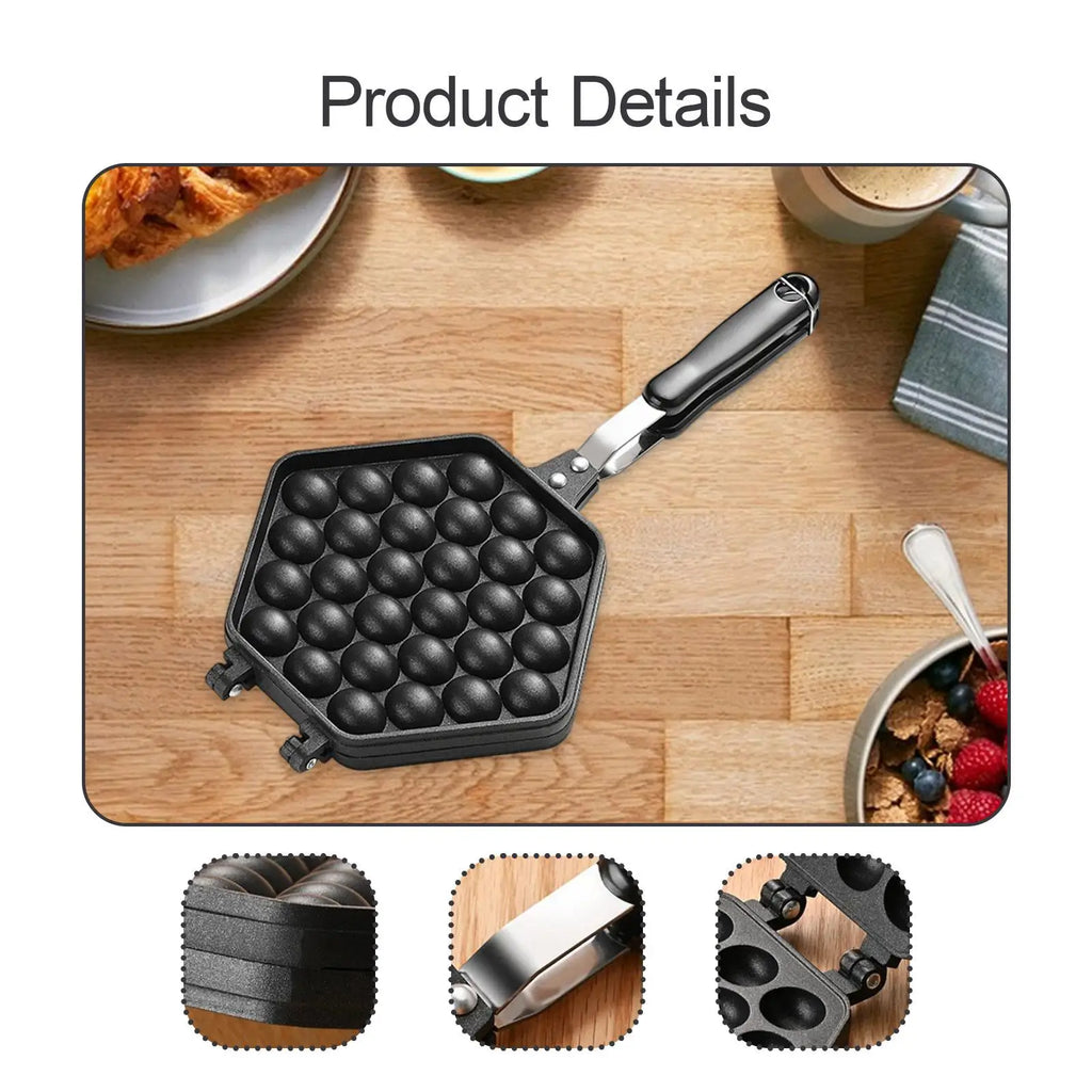 Bubble Waffle Maker Pan Double Sided Cooking Baking Tool Egg Waffle Maker for Lunch Snack Stand Commercial Cafe Breakfast