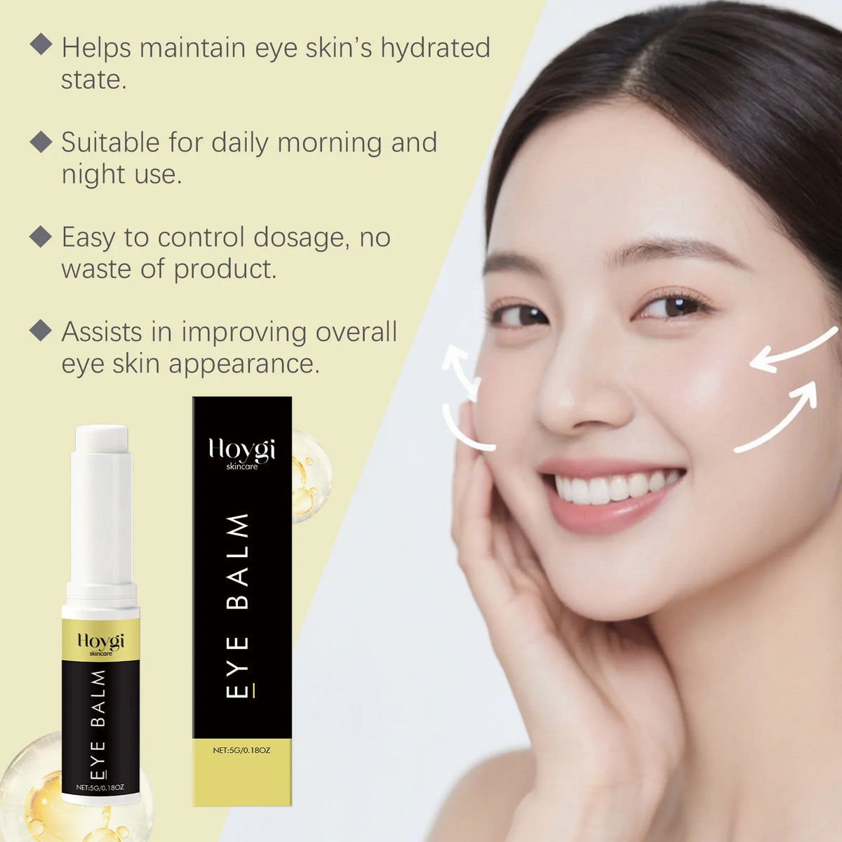 Hoygi 5G Eye Cream Stick - Nourishing and Moisturizing Smooth and Delicate Eye Area Skin for Daily Care - Massage Eye Cream