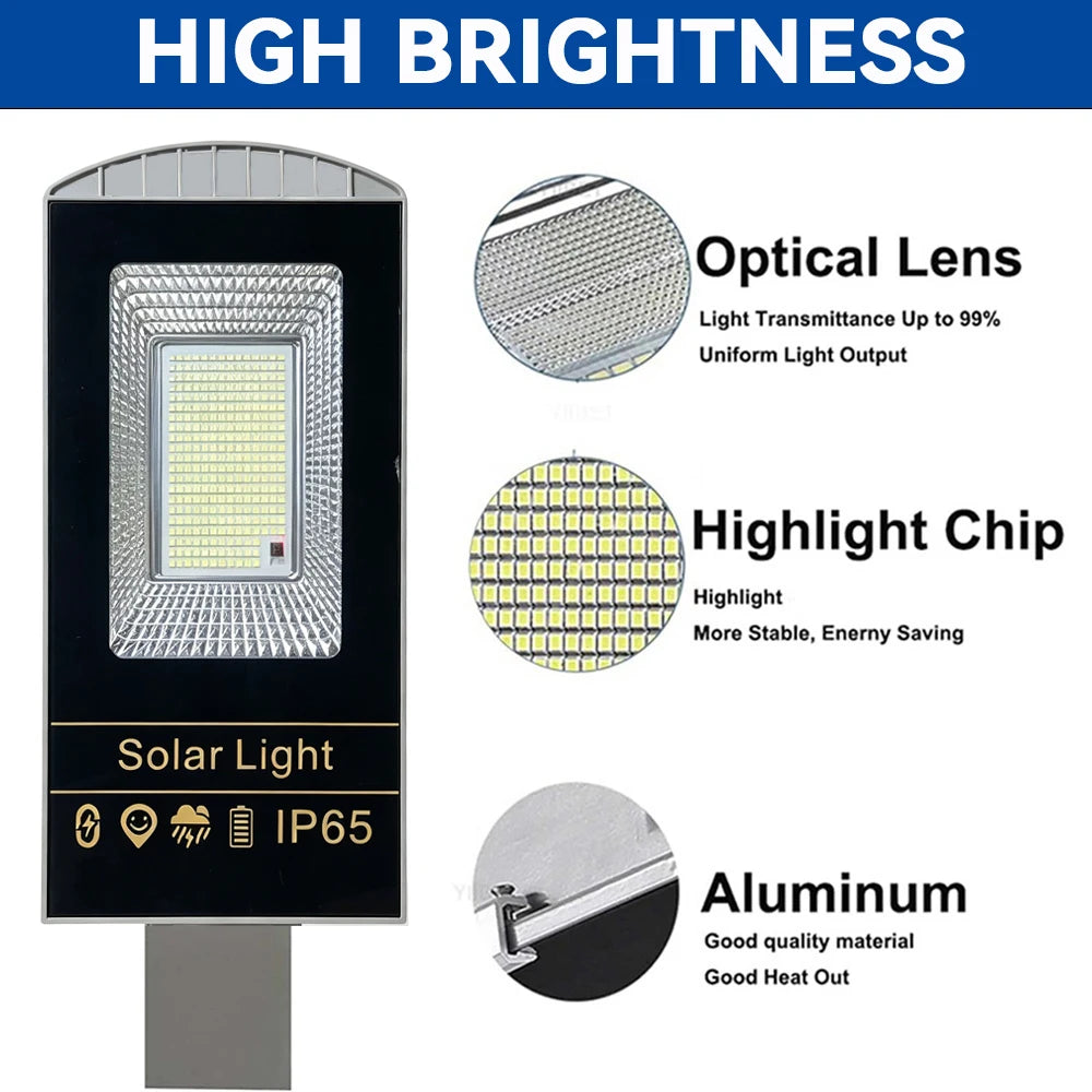 8000mah High Power Solar Street Lights Outdoor Commercial Parking Lot Light Dusk to Dawn Solar Security Flood Lights Solar Lamp