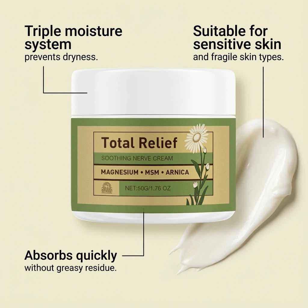 Total Relief Soothing Nerve Cream Deep Nourishing Skin Prevents Dryness Reduce Tightness Long Lasting Hydration Skin Relief Balm