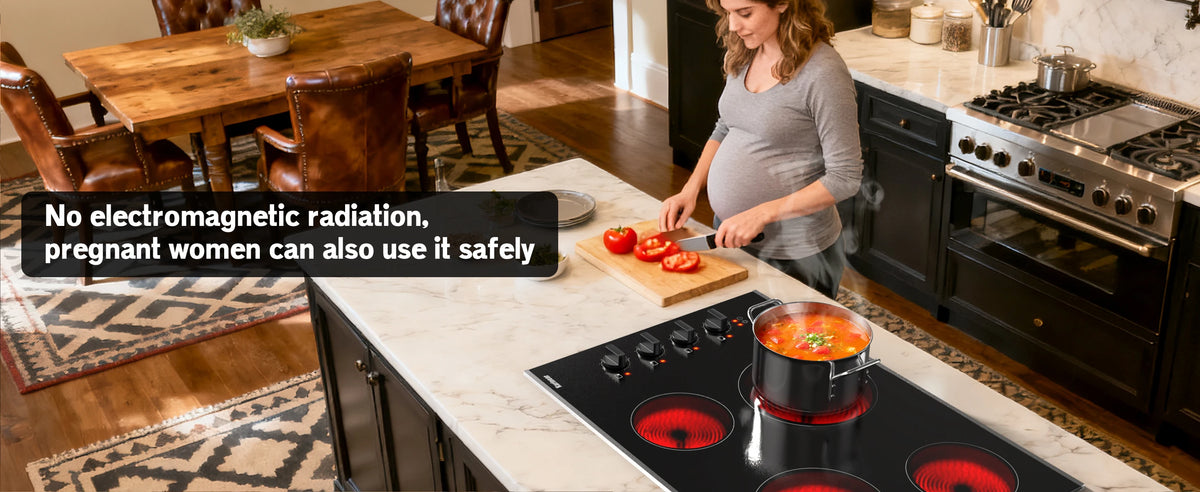 Karinear 2 Burners Electric Cooktop, 120v Plug in Ceramic Cooktop, 12 Inch Countertop & Built-in Electric Stove Top with Child Safety Lock, Timer, Over-Temperature Protection, Sensor Touch Control