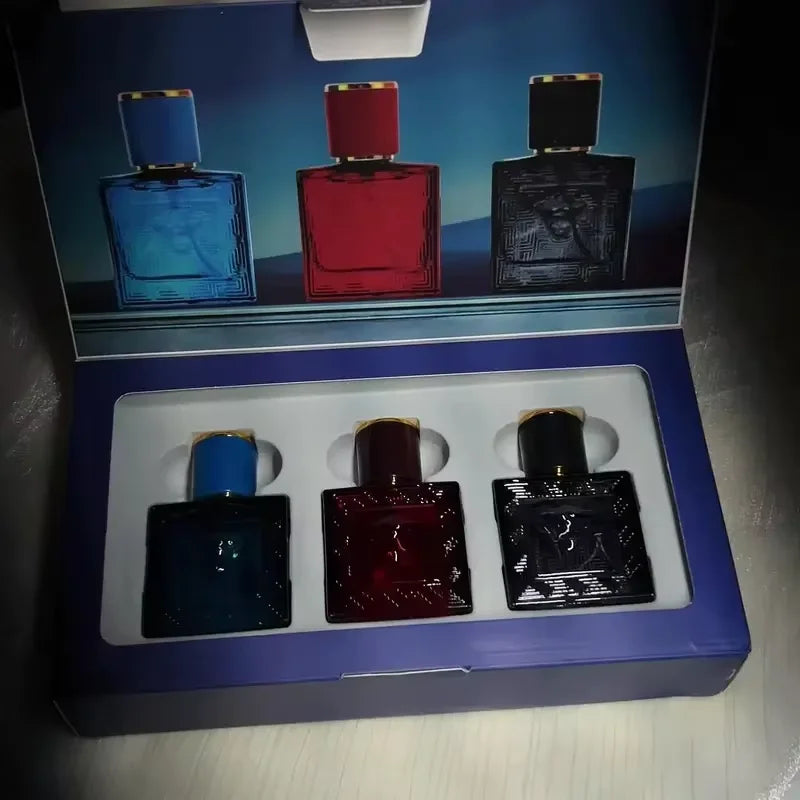 Men Perfume Gift Set 3Pcs Eros Cologne Long Lasting Light Fragrance Woody Scent Male Parfum Spray Luxury Gift Box For Men Birthday Present