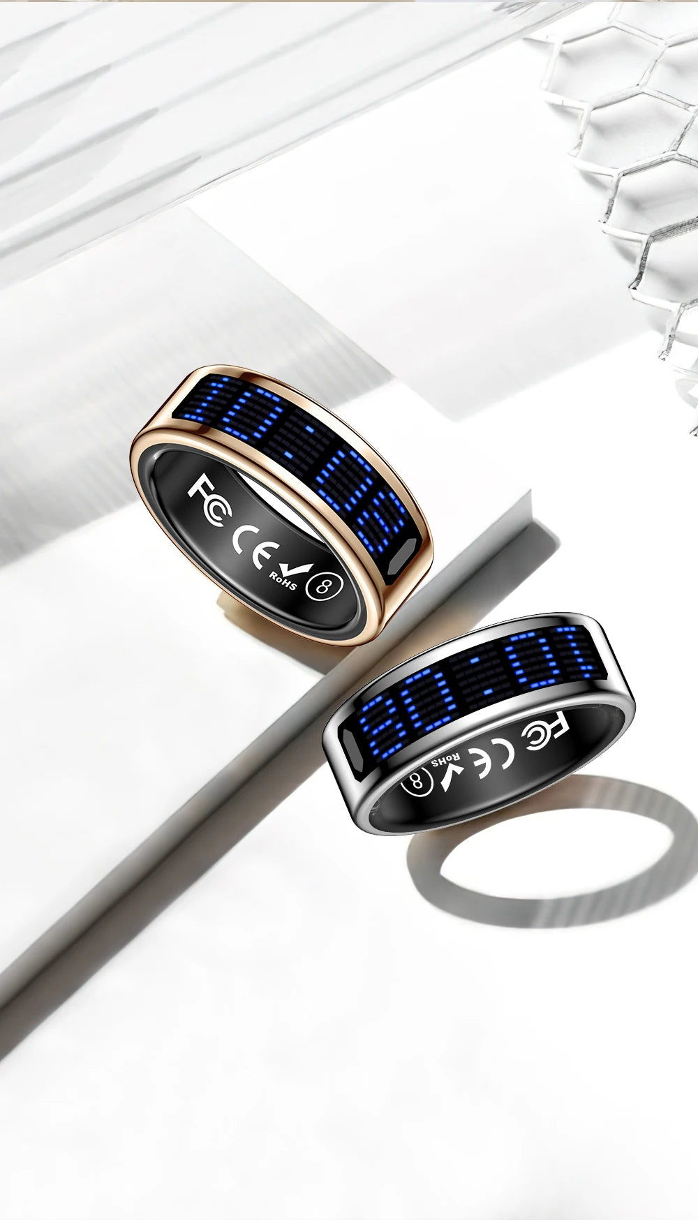 2026 New SR08 Smart Ring Men Women LED Display Screen Heart Rate Blood Oxygen Monitoring 5ATM Waterproof Multi Sports Modes Gift