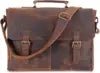 Men's and Women's Fashionable Genuine Leather Travel Messenger Office Crossbody Laptop Briefcase Protective College Satchel Bag