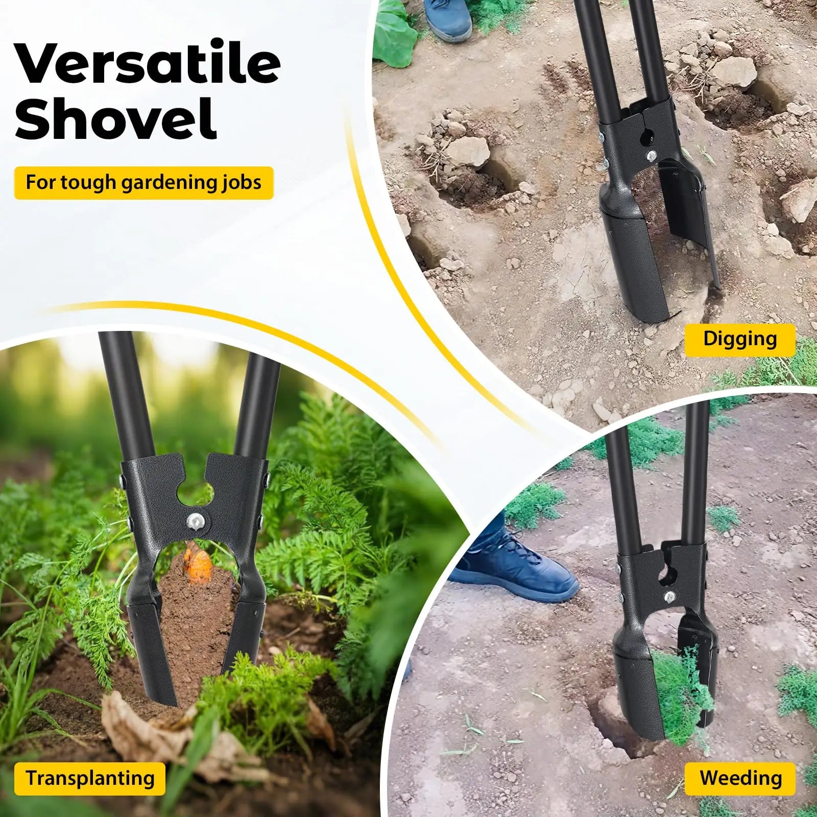 Post Hole Digger Tool Lawn Soil Digging Dual Sharp Blades Garden Shovel for Soil Plugging Digging Garden Yard Agriculture Yard