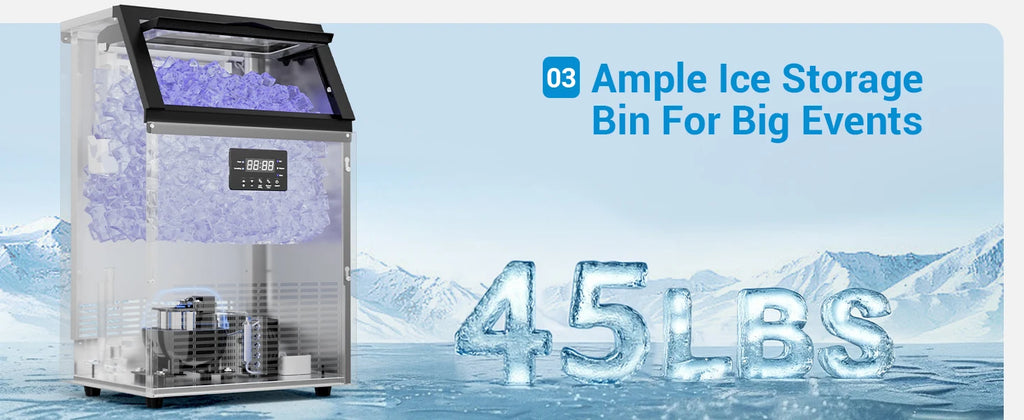 ETL Certified Commercial Ice Maker Machine 160LBS/24H, 45LBS Capacity Freestanding & Under Counter Ice Maker, Clear Ice Cubes