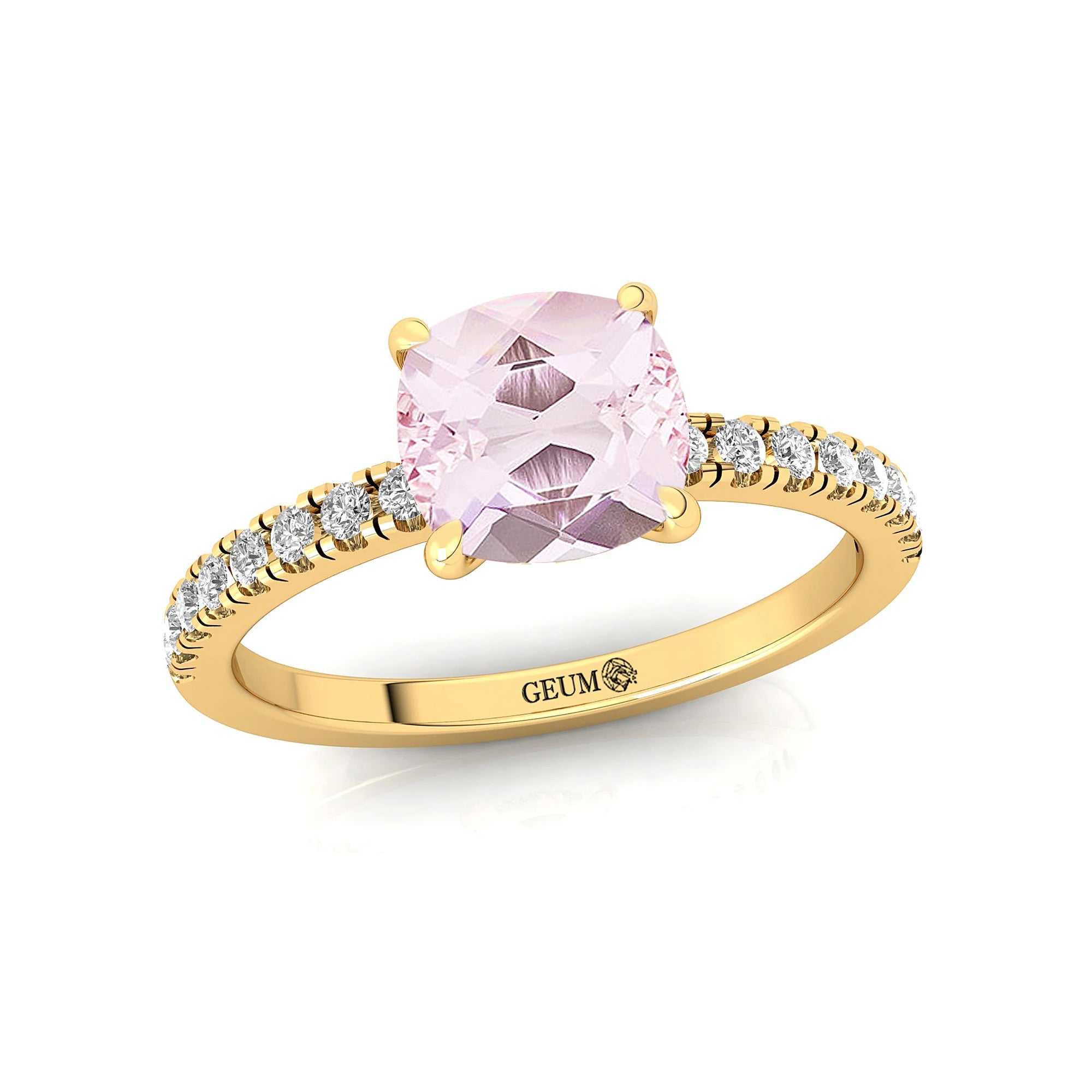18k Pure Gold Natural Morganite June Birthstone Gemstone Rings Adorned With Genuine White Diamonds Premium Bridal Jewelry OEM