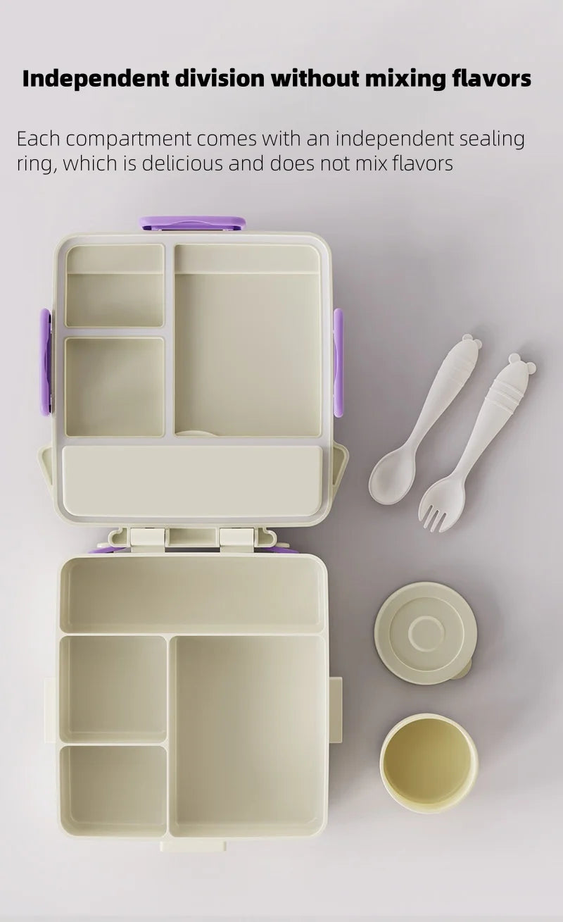 Portable Sealed Lunch Box Student Bento Box Microwave Available Heating School Office Staff Fruit Food Containers Forks Spoons