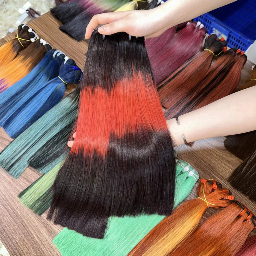Wholesale Mix Color Bonestraight Bundles Raw Vietnamese Human Hair for Black Women Female Model 1