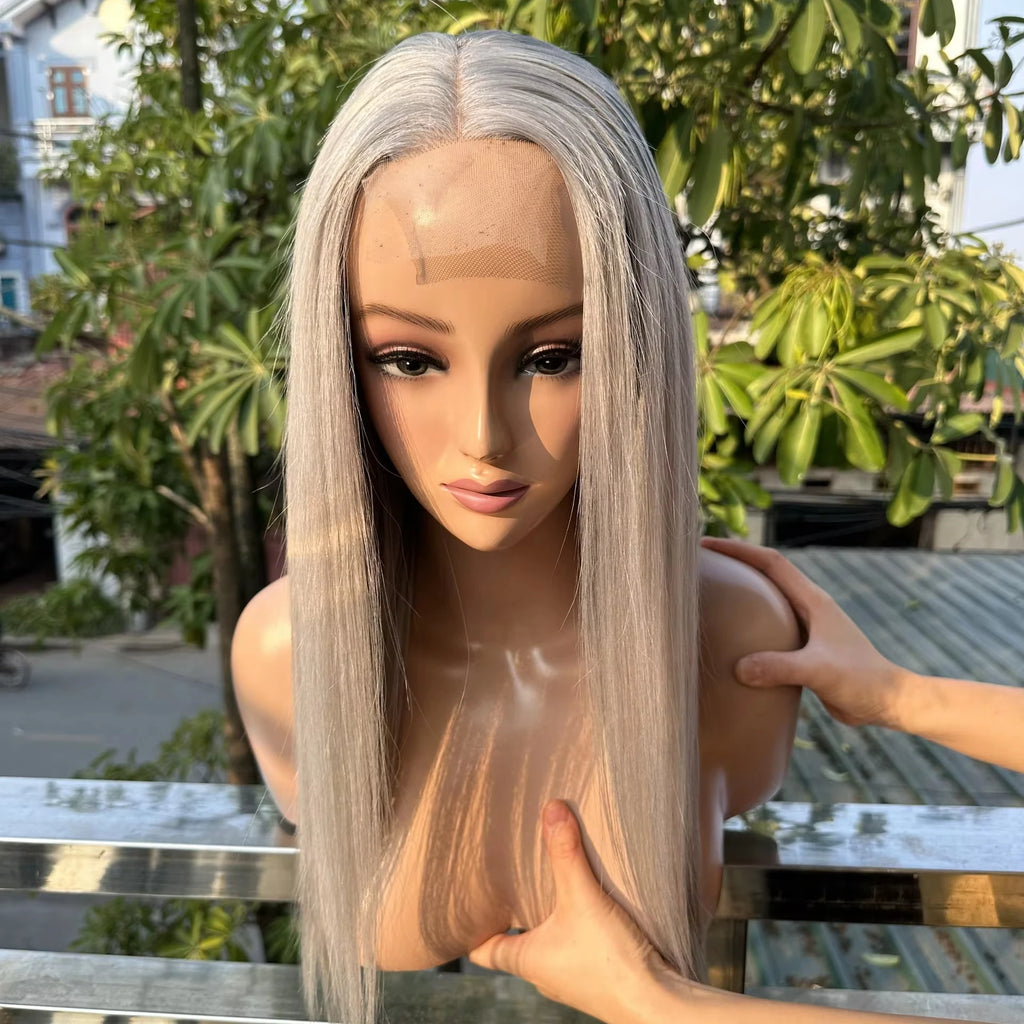 6 to 40 Inches Grey Silky Bone Straight Wig Vietnamese Super Double Drawn Human Hair Virgin Human Hair Extensions
