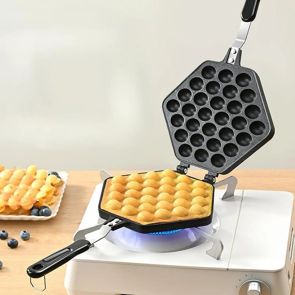 Bubble Waffle Maker Pan Double Sided Cooking Baking Tool Egg Waffle Maker for Lunch Snack Stand Commercial Cafe Breakfast